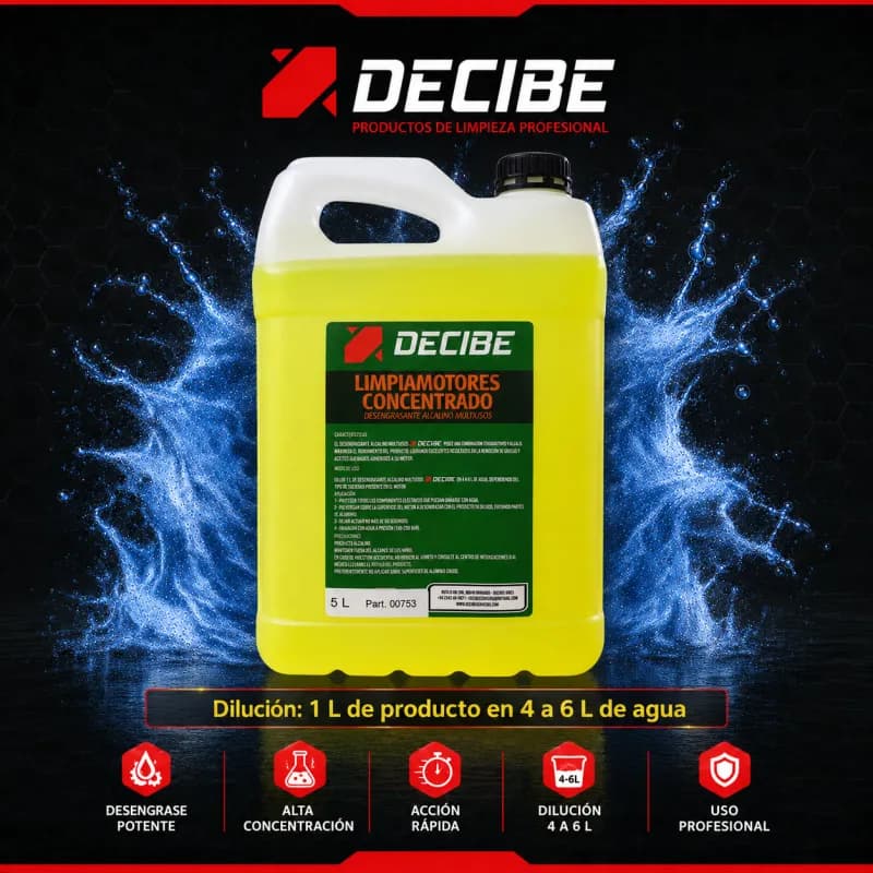 LIMPIAMOTORES CONCENTRADO (1 + 4 A 6 DE AGUA) DECIBE X 1 LT